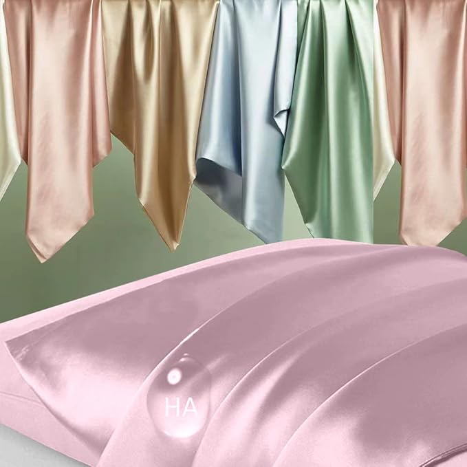 Silk Pillowcase for Hair and Skin, Mulberry Silk Pillow Cases King Size, Anti Acne Cooling Sleep Both Sides Natural Silk Satin Pillow Case Covers with Hidden Zipper, Gifts for Women Men, Light Pink