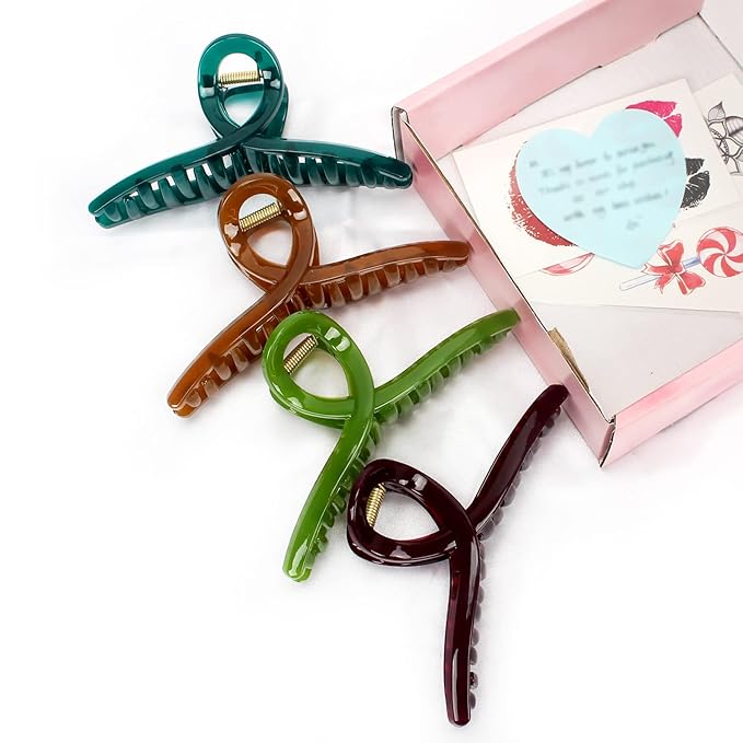 Big Hair Claw Large Butterfly Hair Clip 5" Oversize Acrylic Hair Clips for Long Thick Hair Barrette Accessories Christmas Gift for Women's and Girl's (4 Pcs)