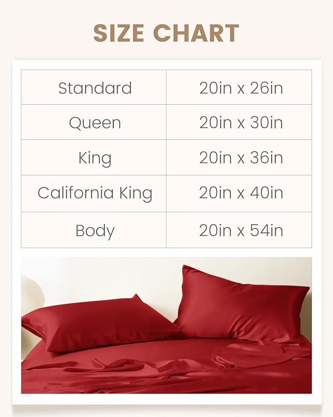 THXSILK Set of 2 100% Pure Mulberry Silk Pillowcase for Hair and Skin, Highest 6A+ Grade Silk Pillow Case Standard Size, Real Silk Pillowcase with Zipper (Red, Standard Size 20"x26")