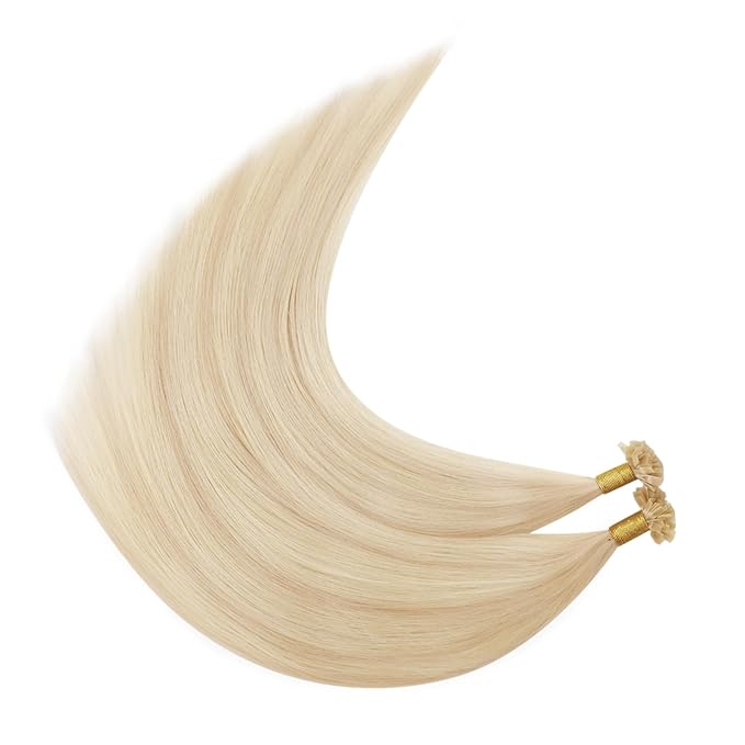 YoungSee K Tip Highlight Hair Extensions Highlight Ash Blonde with Bleach Blonde K Tip Hair Extensions Real Human Hair Highlight 16In 1G/S 50G