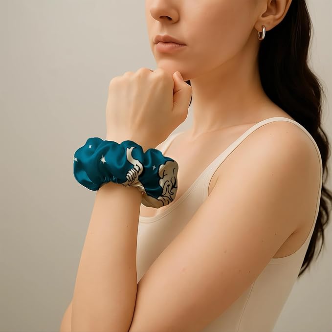 LILYSILK Silk Hair Scrunchies Ties for Frizz & Breakage Prevention 100% Mulberry No Damage Elastic Ponytail Holders, Gemini