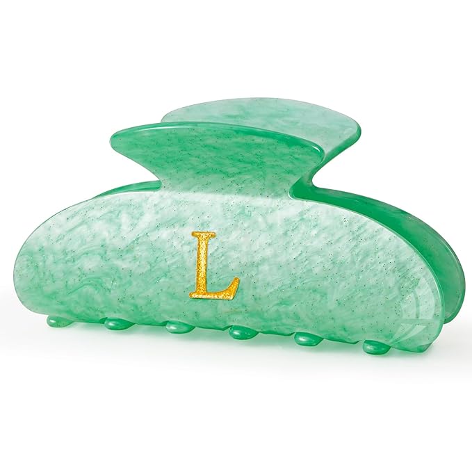 Birthday Gifts for Teens Girls - Initial Letter Hair Clips | Personalized Hair Claws | Birthday Gifts for Women | Christmas Gift for Teens Girls Stocking Stuffers - Green,L