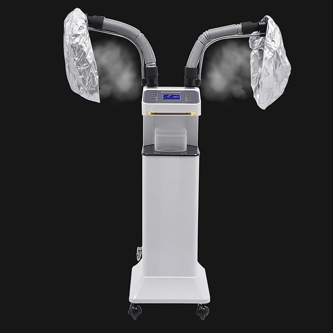 Professional Nano Hair Steamer, 110V 650W Multifunctional Hair Dyeing Machine, Nano Hair Steamer, 2 Steam Caps Hair Oil Machine with Rolling Wheels