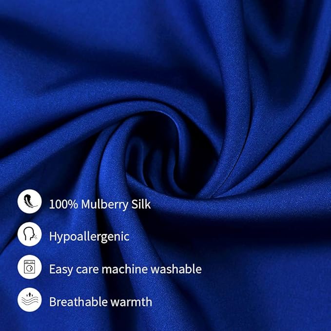 100% Mulberry Silk Pillowcases Set of 2 for Hair and Skin and Super Soft and Breathable Standard Size White/Queen/King