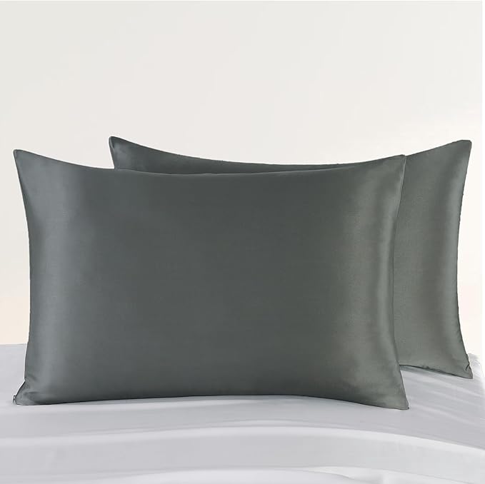 ZIMASILK Upgraded 100% 6A Grade Pure Mulberry Silk Pillowcase for Hair and Skin Silk Pillow Cases with Reinforced Hidden Zipper, More Soft & Durable, Gift Box (Standard 20"x26" Charcoal)