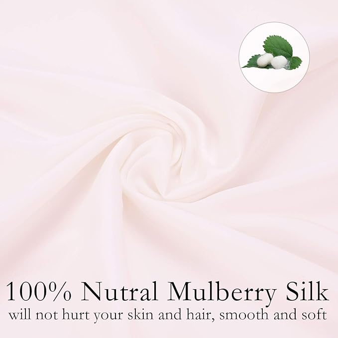 Silk Pillowcase for Hair and Skin 2 Pack 100% Mulberry Silk Bed Pillowcase Hypoallergenic Soft Breathable Both Sides Silk Pillow Case with Hidden Zipper, Pillow Cases (King, Light Pink)