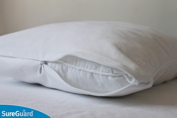 Set of 2 Body Size SureGuard Pillow Protectors - 100% Waterproof, Bed Bug Proof, Hypoallergenic - Premium Zippered Cotton Covers - Smooth