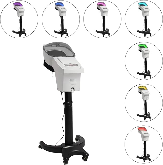 Hair Steamer Professional Hair Salon Steamer with 12 Color Light & Ozone,40-70℃/104-158℉,Hair Steamer with Temperature and Time Adjustment (Wihite 700W1)