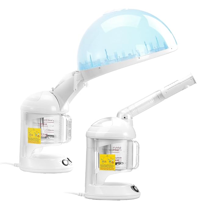 VEVOR Hair Steamer, 2 in 1 UV Ozone Hair & Facial Steamer with Detachable Bonnet Hood, Nano Ionic Face Steamer with 360° Rotatable Sprayer for Deep Conditioning, Perfect for Salon Spa Home Beauty