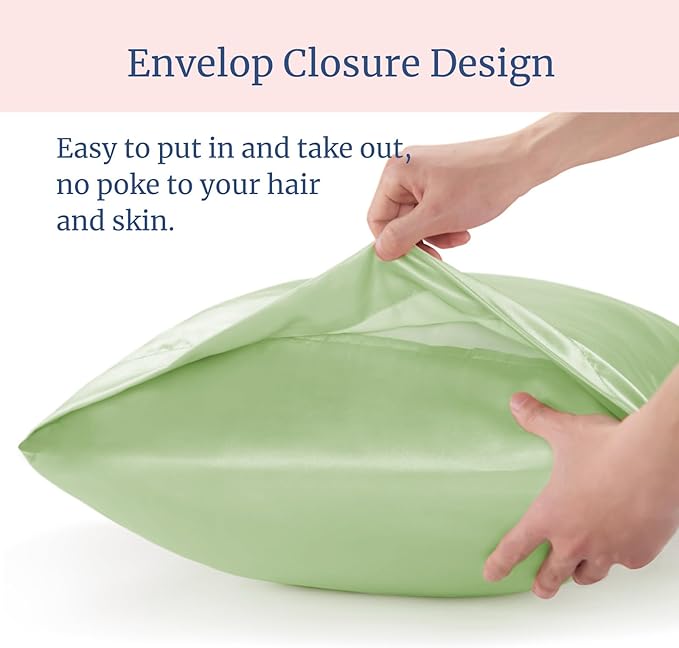 BEDELITE Satin Pillowcase for Hair and Skin, Super Soft and Cooling Similar to Silk Pillow Cases 2 Pack with Envelope Closure, Gift for Women Men(20"x26" Standard Size, Gleam)