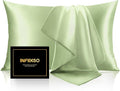 INFIIXSO Mulberry Silk Pillowcase for Hair and Skin, Silk Pillow Cases Queen Size Set of 2 with Hidden Zipper 20"x30", Ultra Smooth and Soft Cooling Pillow Cases for Hot Sleepers(Sage Green, 2 Pack)