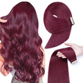 Tape in Hair Extensions Human Hair 20pcs Remy Hair Extensions 22 Inch Burgundy Straight Invisible Human Hair Tape in Extensions Skin Weft Tape Extensions Human Hair (99J#,22 Inch)