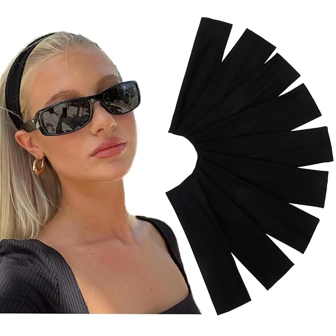 Black Women's Non-Slip Elastic Cloth Headbands - Fashion Hair Accessories 9 Pack