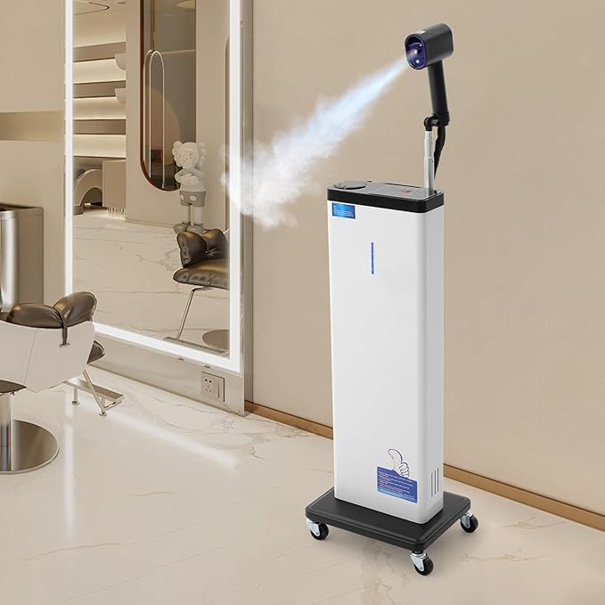 Multifunctional Hair Salon Nano Hair Steamer, 3-in-1 Professional Nanoscale Spray for Hair Care Hair Repair, 1300W Vertical Hairs Salon Nano Steamer with Bottom Wheels and Smart Touch Control