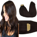 GOO GOO Tape in Hair Extensions Human Hair, 2 Dark Brown, 16inch 50g 20pcs, Thick Ends Straight Seamless, Invisible