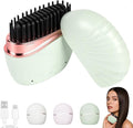 Mini Straightener, New Cordless Rechargeable Portable Hair Straightener Brush, 3-Speed Temperature Control, Anti-Scald Shell, Lightweight & Portable Travel (Green)