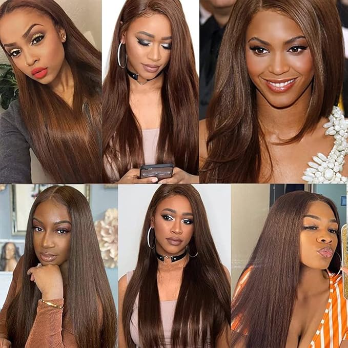 Brown Bundles Human Hair Color 4 Straight Bundles 20 22 24 Inch Niegmeag Brazilian Virgin Soft and Silky Remy Hair Extensions Chocolate Brown Straight Human Hair Bundle 150g