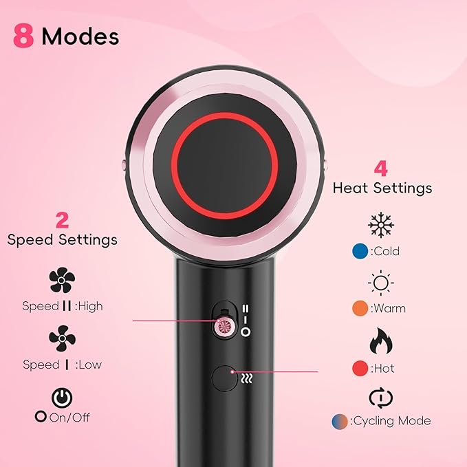 CINOSTAR Hair Dryer, Fast Drying Blow Dryer with Diffuser, with 110, 000RPM Brushless Motor&Ionic Technology No Heat Damage, Lightweight for Women and Travel, Low Noise, Black