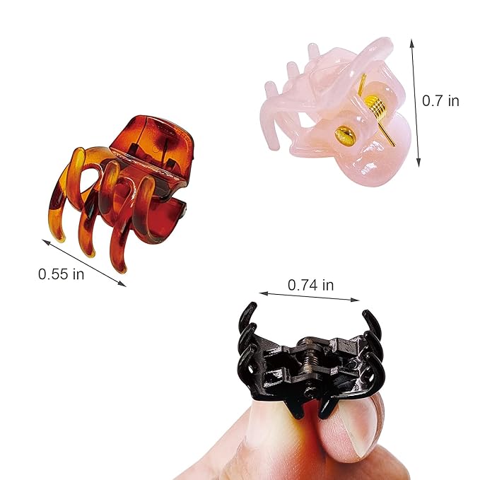 50 PCS Mini Hair Claw Clips， Bangs Strong Grip Multifunction Clamp Clips. (Black + Transparent white + brown)
