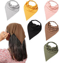 6 Pack Hair Scarf Headband for Women Elastic Bandana Head Scarf Large Boho Triangle Kerchief with Clips Non Slip Scarves
