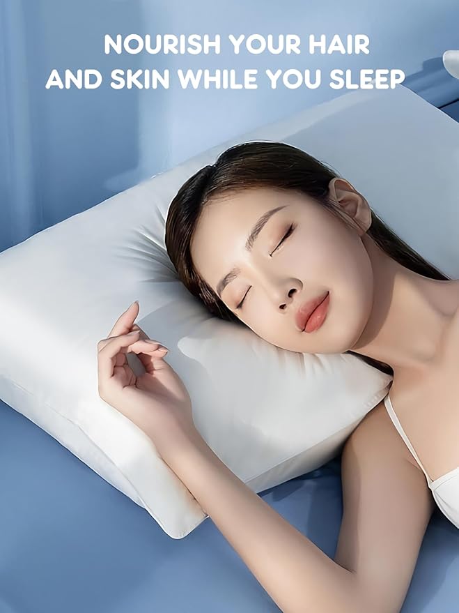 Mulberry Silk Pillowcase for Hair and Skin, SGMSILK 22 Momme Natural Silk Pillow Cases with Zipper, 6A Soft and Smooth Single Sided Pure Silk Pillow Cover (White, Queen 20"x30")