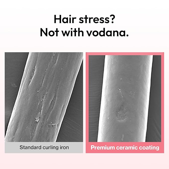 VODANA Professional GlamWave Ceramic Curling Iron, Long-Lasting Natural Curls, Instant Heat, Hair Curler, Curling Wand, Available in USA (1.6 inch, Lavender)