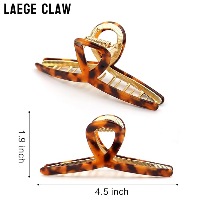 Large Claw Clips - Metal Hair Clips for Women - Gold Claw Clip for Thick Hair - Strong Hold Big Claw Clips for Women Girls - Orange