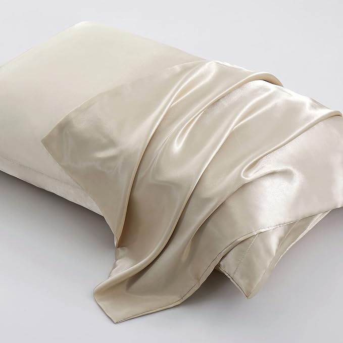 Aormenzy Taupe Satin Pillowcase for Hair and Skin, Satin Pillow Cases for Women Standard Size Set of 2 with Envelope Closure Silky Pillow Covers Wrinkle, Fade Resistant (20x26 Inches)