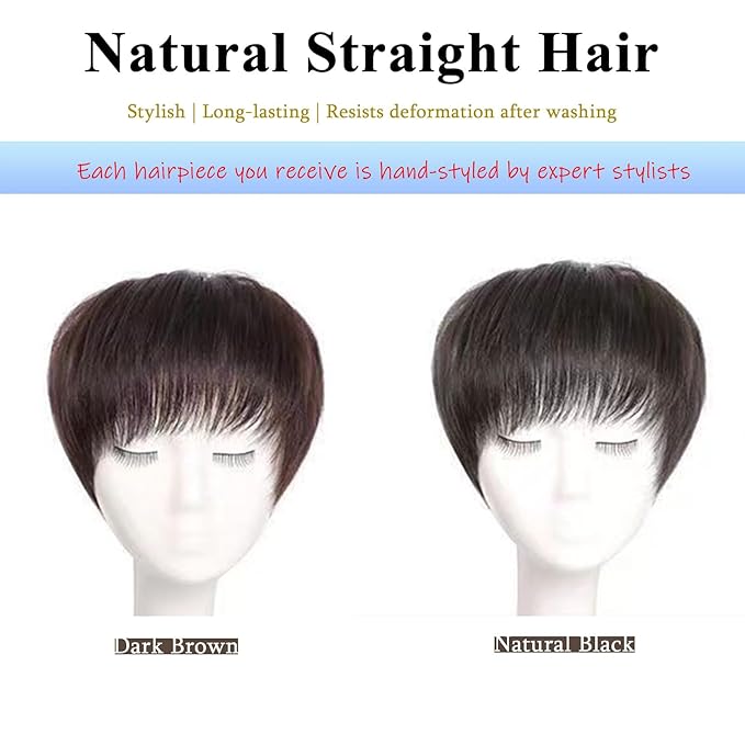 Short Human Hair Topper for Women with Hairloss,Invisible Clip in Texture Wavy Topper Hairpiece with Large Mesh 6.3x7 Ins and Silk Top Base Natural Fluffy Wiglet Hairpiece Natural Black