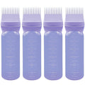 ELANE 4 Pcs Root Comb Applicator Bottle 6oz,Hair Oil Applicator Bottle for Hair,Oil Comb Applicator Hair Bottle Applicator for Hair Dye Shampoos Hair Salons Camping Traveling(Purple)