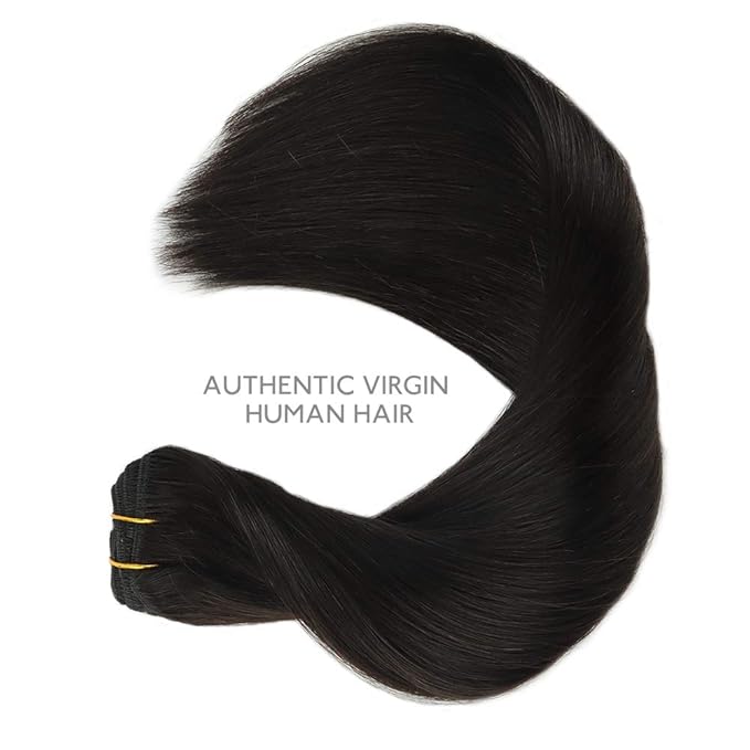 WENNALIFE Clip in Hair Extensions Real Human Hair, 22 Inch 130g 7pcs Remy Hair, Natural Black Straight Natural Extensiones De Cabello Humano Con Clip Ins