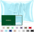 Mulberry Silk Pillowcase for Hair and Skin, SGMSILK 22 Momme Natural Silk Pillow Cases with Zipper, 6A Soft and Smooth Single Sided Pure Silk Pillow Cover (Haze Blue, King 20"x36")