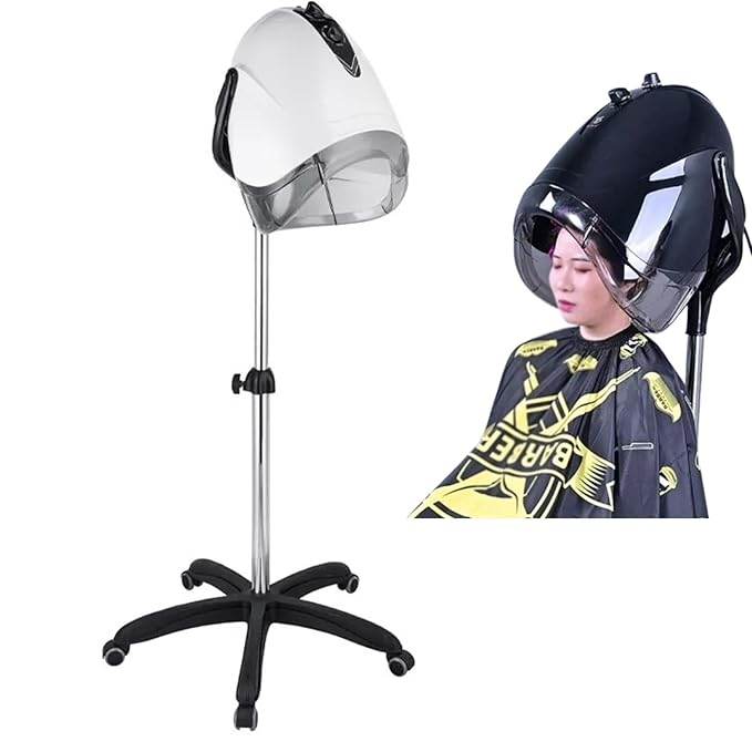 White,A,Wall Mounted Hair Dryer,Fast Hair Drying Low Noise,Timer 0-60 Min,Steamer Hat Deep Conditioning Heat Steaming Salon Equipment Hooded Machine Used in Hair Processor