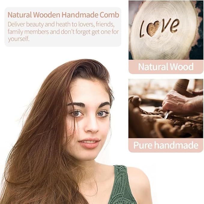 Wooden Scalp Massager, Sandalwood Wide Tooth Comb, Acupressure Tool for Face and Body