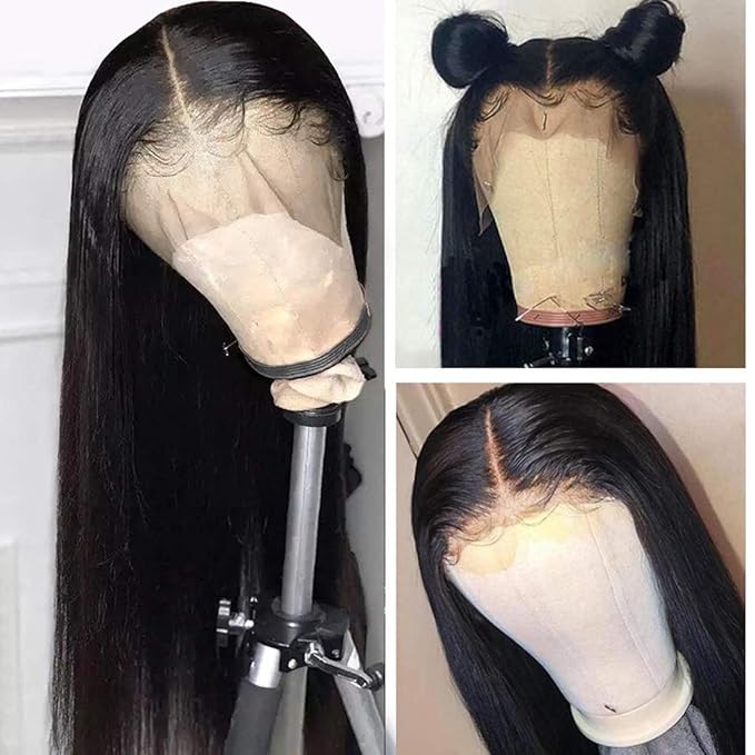 Lemoda 13x6 Straight Lace Front Wigs Human Hair 180% Density 13x6 HD Transparent Lace Front Wig Pre Plucked 15A Brazilian Virgin Glueless Human Hair Wigs for Women 32 Inch