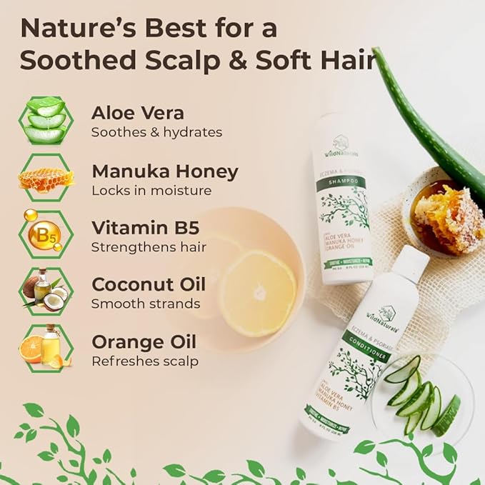 Anti-Dandruff & Seborrheic Dermatitis Treatment Shampoo & Conditioner Set for Men & Women - For Itchy, Dry Scalp and Hair with Psoriasis & Eczema