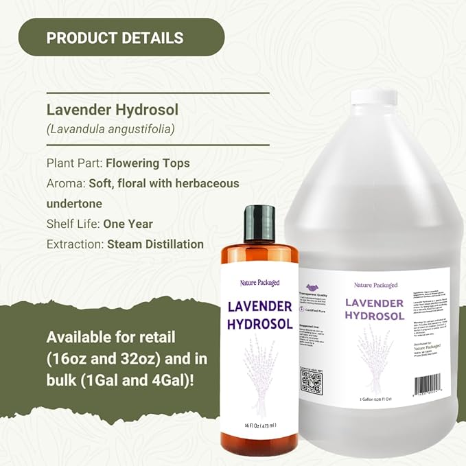 Lavender Hydrosol - Pure Steam Distilled Floral Water Spray for Face Toner, Facial Mist & DIY Skincare - Lavandula Angustifolia Hydrating Skin Refresher & Linen Spray - 100% Natural 16oz 2packs