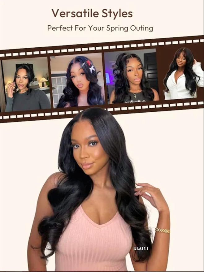 KLAIYI Wear And Go Glueless Wig Bye Bye Knots 13x4Precut Lace Front Wigs Human Hair Loose Body Wave Wig Pre Bleached Pre Everything Pre Plucked with Baby Hair 3S Ready to Wear Beginner Friendly 16Inch