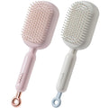 Retractable Cushion Massage Comb for Wet & Dry Hair, Anti-Static Self Cleaning Hair Brush for All Hair Types, Soft Bristles, Easy Eliminates Knots, Detangling Hairbrush for Women Men (Pink + White)