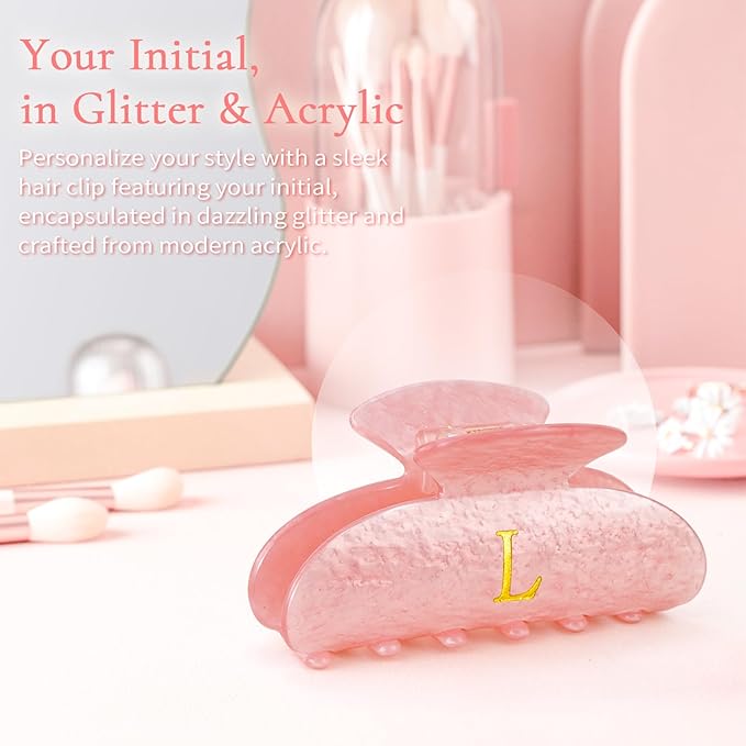 Christmas Gifts for Teenage Girls Stocking Stuffers for Teen Girls | Claw Clip Initial Hair Clips | Personalized Hair Claws | 8 9 10 11 12 13 14 15 16 Years Old Girl Gifts Trendy Stuff - Pink,K
