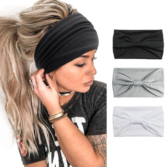 Headbands for Women,Wide Elastic Hair Bands for Women's Hair, Non-Slip Soft Stretchy Headband for Washing Face, Makeup, Workout, Yoga