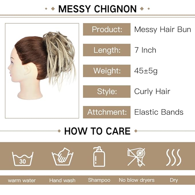 HMD Tousled Updo Messy Bun Hairpiece Hair Extension Ponytail With Elastic Rubber Band Updo Ponytail Hairpiece Synthetic Hair Extensions Scrunchies Ponytail Hairpieces for Women