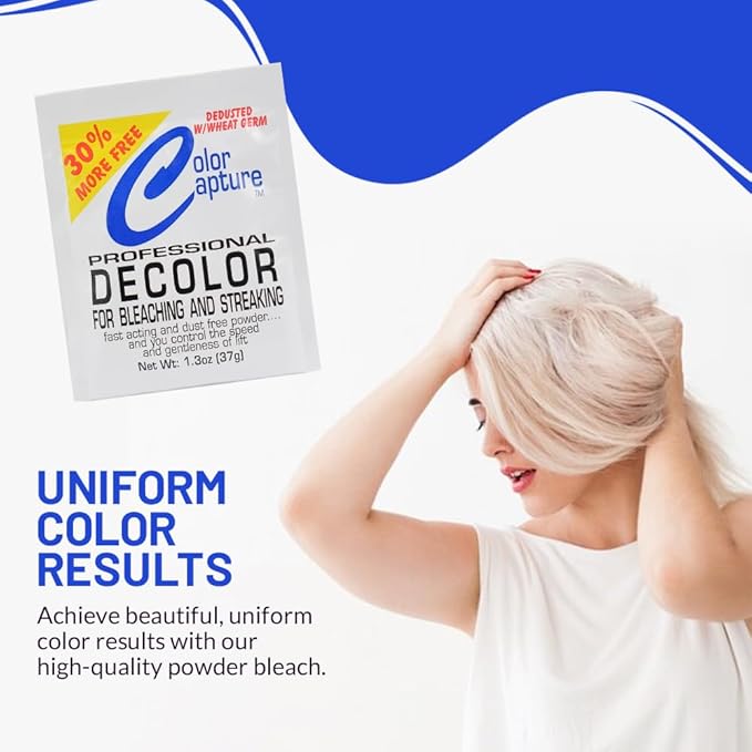 Decolor - Hair Bleach Powder for Bleaching & Streaking, Blue (1.3 Oz Pack of 12)