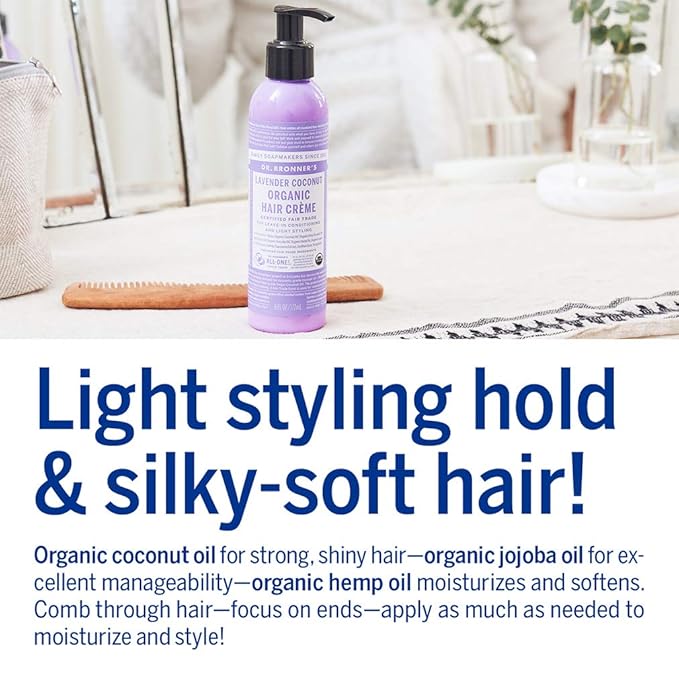 Dr. Bronner's - Organic Hair Creme (Lavender Coconut, 6 Ounce)