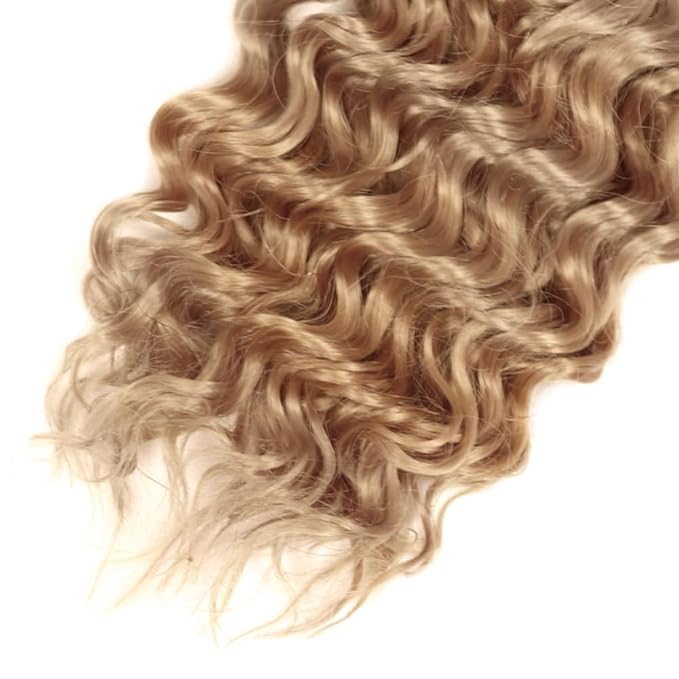 Ash Blonde Deep Wave Bundles Human Hair Color #22 Bundle Niegmeag Brazilian Virgin Remy Hair 3 Bundles 12 14 16 Inch Double Weft #22 Blonde Bundle Hair Weave