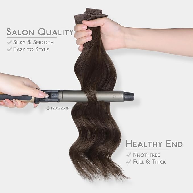 WENNALIFE Invisi Edge Tape in Hair Extensions Human Hair, 18 Inch 50g 20pcs Light Dark Brown Invisible Luxury Remy Hair Extensions Natural Seamless Injected Tape Ins Straight Extensiones De Cabello Hu