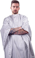 Cricket Route 66 Barber Cape - Hair Cutting Cape with Classic Pinstripe Design, Adjustable Snap Neck Closure - Water-Resistant, Lightweight and Comfortable, Extra Large Coverage - 58” x 60”