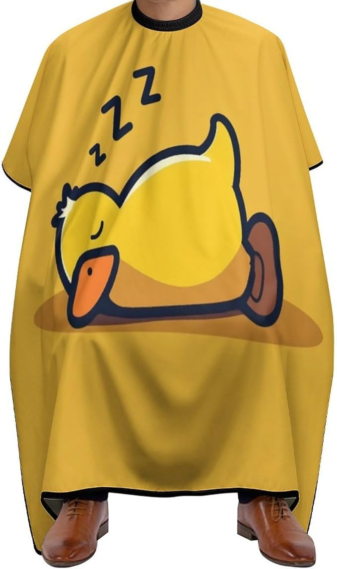 Men's Soft Hair Cutting Cape with Adjustable Closure Barber Cape Cute Lazy Duck Yellow