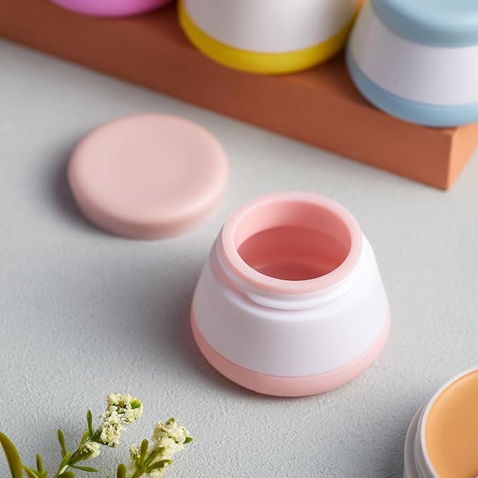 INSFIT Travel Containers for Toiletries, TSA Approved Silicone Cream Jars with Lids, BPA Free Travel Size Toiletries Leakproof Cruise Essentials for Cosmetic Cream Lotion