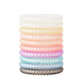 Coil Hair Ties for Thick Ponytail Holder Women No Crease Hair Ties Phone Cord Hairties with Plastic Spiral(Thin Dazzle Colorful)